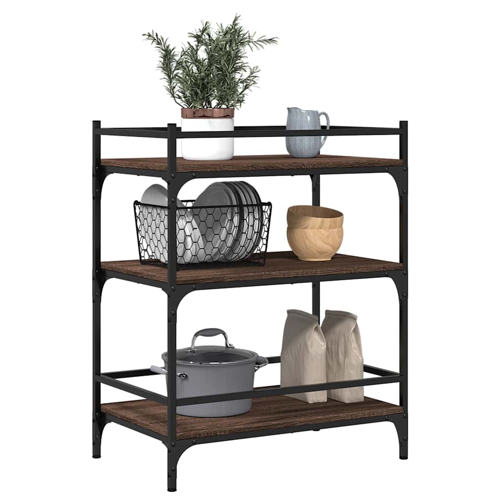 vidaXL Kitchen Trolley Brown Oak 65x40x86.5 cm Engineered Wood 5