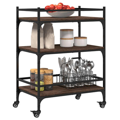 vidaXL Kitchen Trolley Brown Oak 65x40x86.5 cm Engineered Wood 6