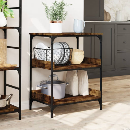 vidaXL Kitchen Trolley Smoked Oak 60x41x80,5 cm Engineered Wood 4