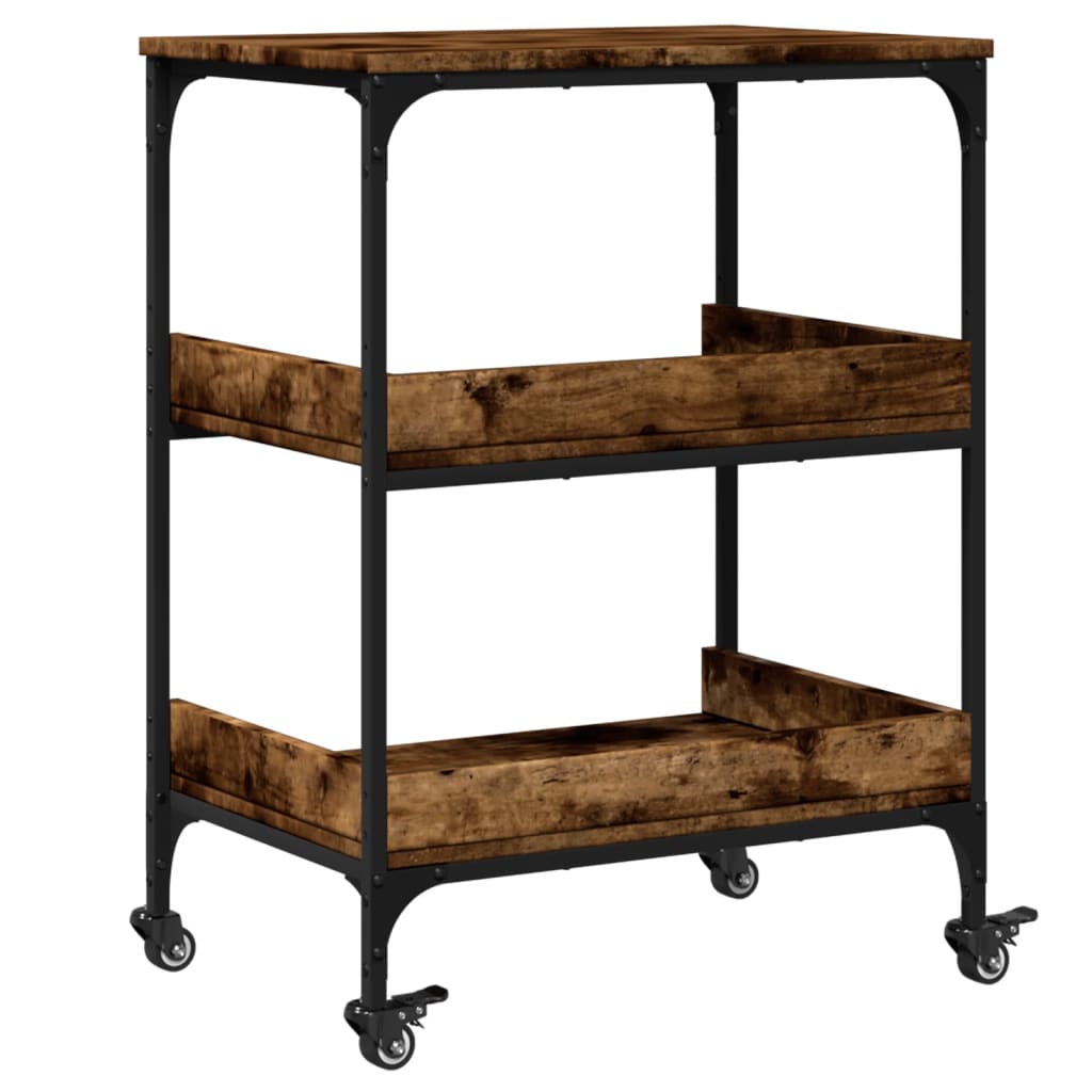 vidaXL Kitchen Trolley Smoked Oak 60x41x80,5 cm Engineered Wood 6