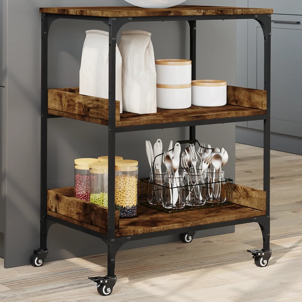 vidaXL Kitchen Trolley Smoked Oak 60x41x80,5 cm Engineered Wood 1
