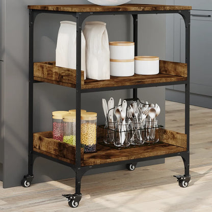 vidaXL Kitchen Trolley Smoked Oak 60x41x80,5 cm Engineered Wood 1
