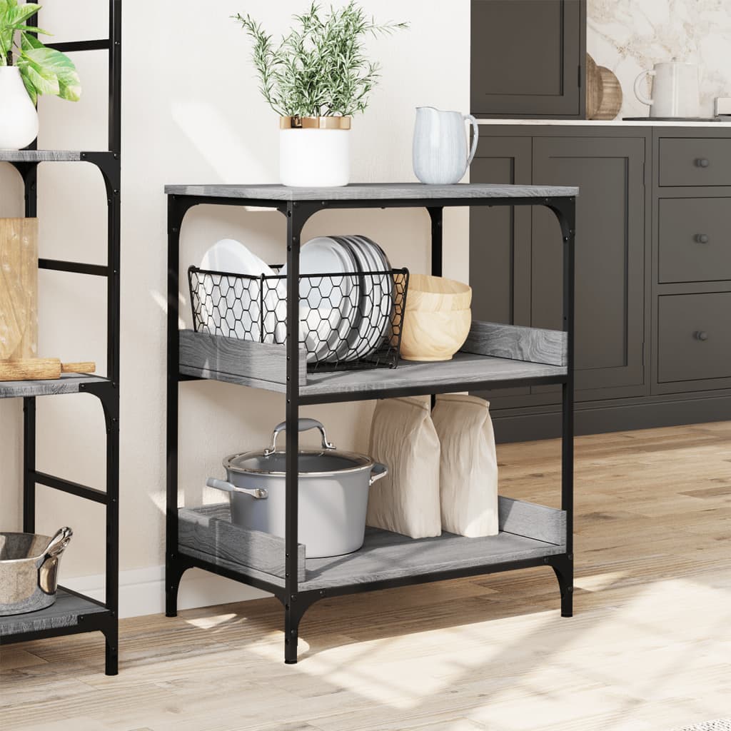 vidaXL Kitchen Trolley Grey Sonoma 60x41x80.5 cm Engineered Wood 4