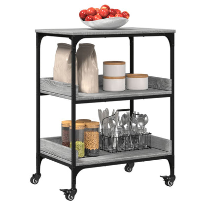 vidaXL Kitchen Trolley Grey Sonoma 60x41x80.5 cm Engineered Wood 5