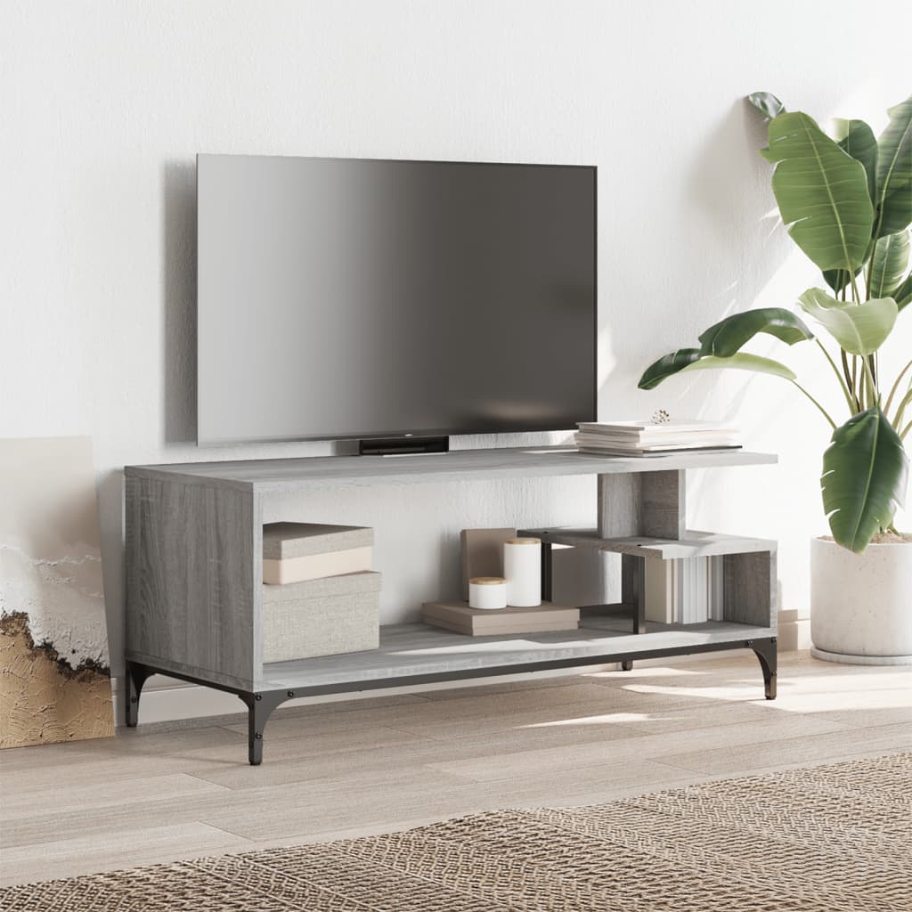 vidaXL TV Cabinet Grey Sonoma 102x40x41 cm Engineered Wood and Powder-coated Steel 3