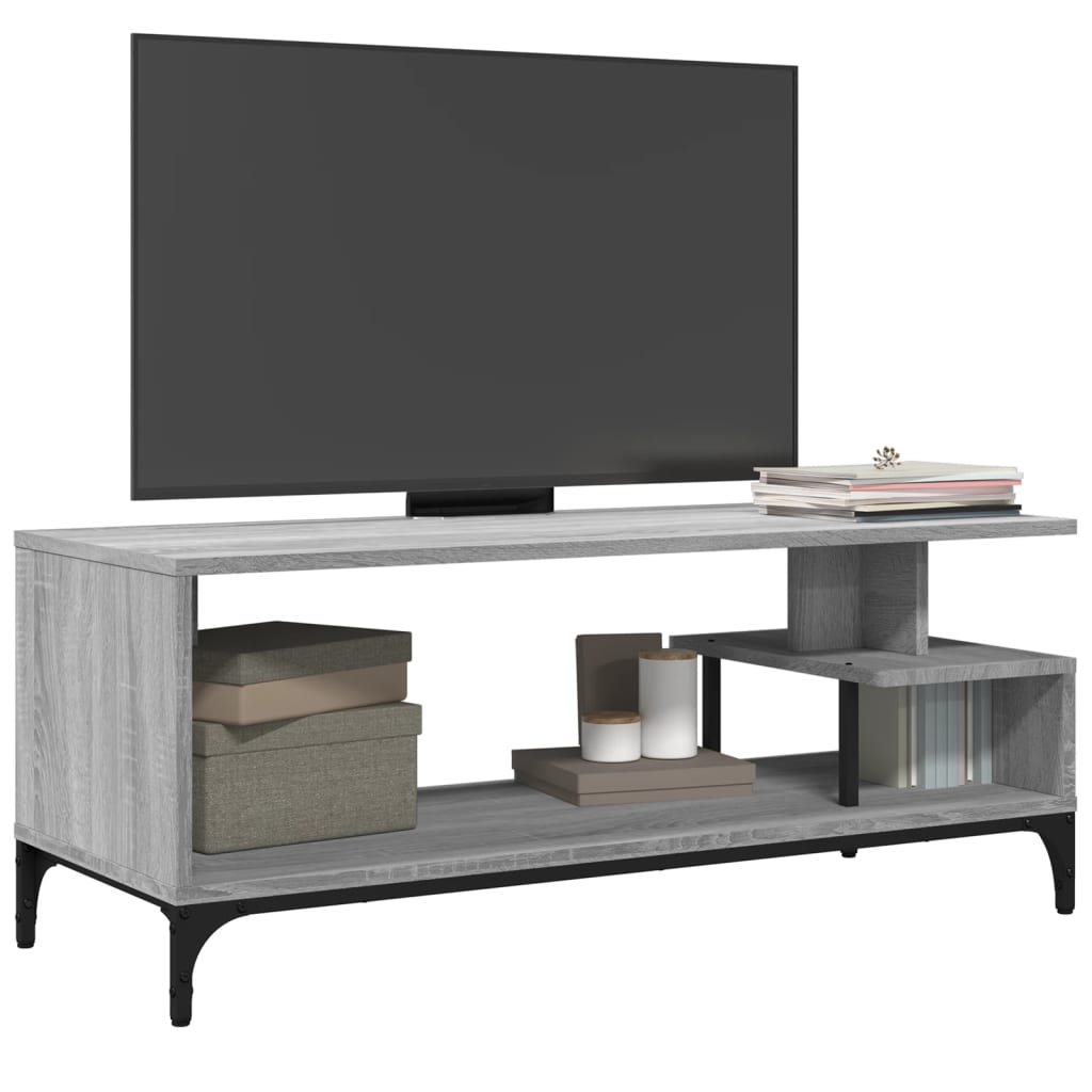 vidaXL TV Cabinet Grey Sonoma 102x40x41 cm Engineered Wood and Powder-coated Steel 4
