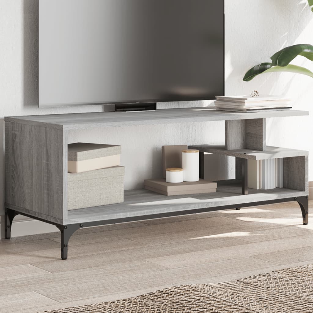 vidaXL TV Cabinet Grey Sonoma 102x40x41 cm Engineered Wood and Powder-coated Steel 1