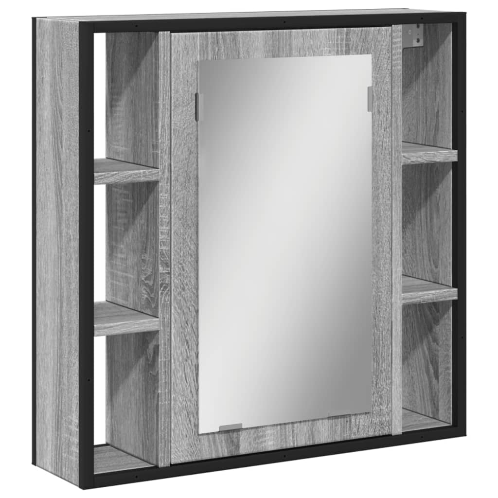 vidaXL Bathroom Mirror Cabinet Grey Sonoma 60x16x60 cm Engineered Wood 2
