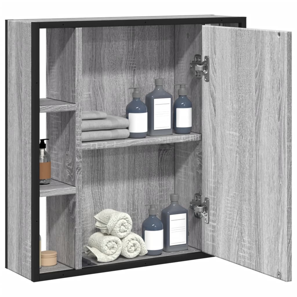 vidaXL Bathroom Mirror Cabinet Grey Sonoma 60x16x60 cm Engineered Wood 4