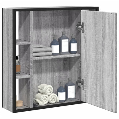 vidaXL Bathroom Mirror Cabinet Grey Sonoma 60x16x60 cm Engineered Wood 4