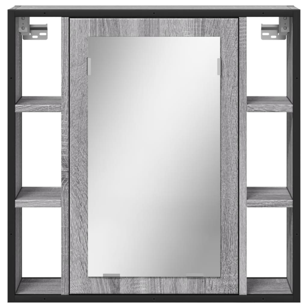 vidaXL Bathroom Mirror Cabinet Grey Sonoma 60x16x60 cm Engineered Wood 5