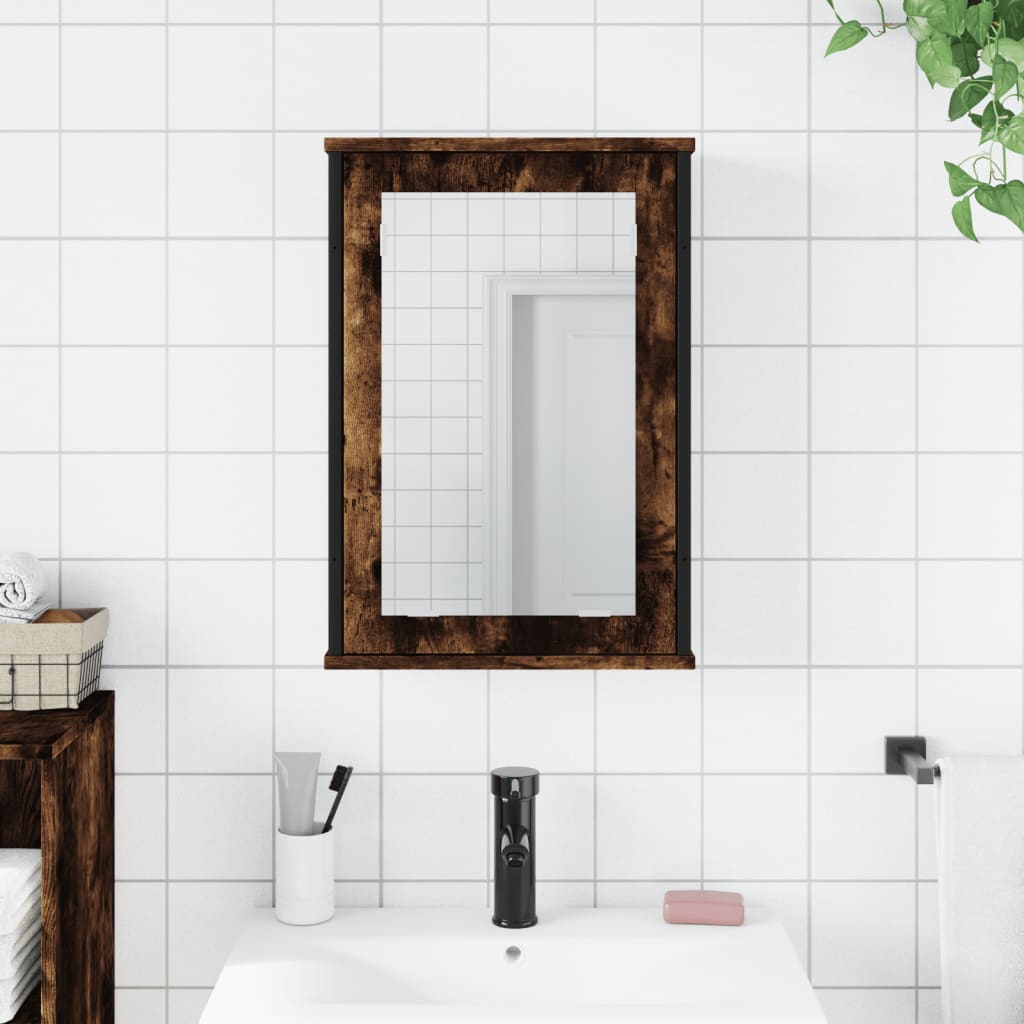 vidaXL Bathroom Mirror Cabinet Smoked Oak 42x12x60 cm Engineered Wood 3