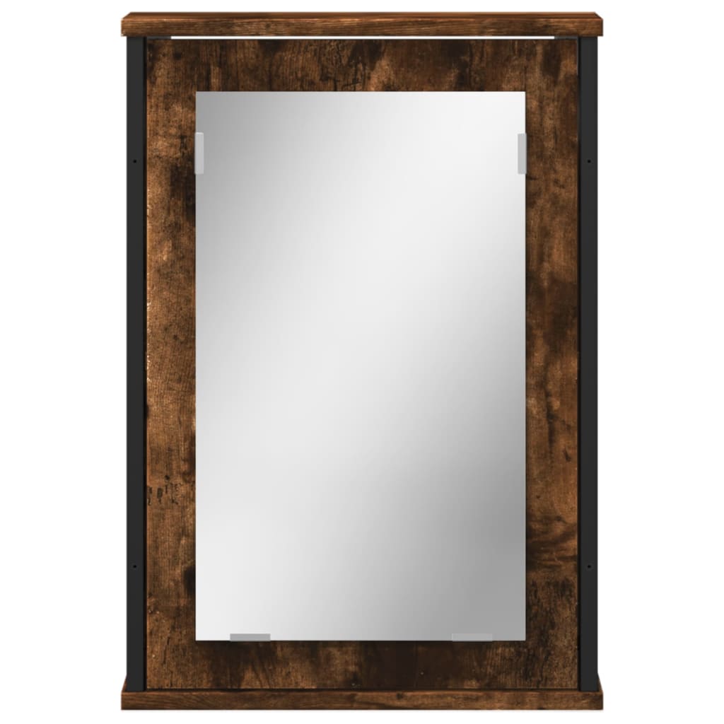 vidaXL Bathroom Mirror Cabinet Smoked Oak 42x12x60 cm Engineered Wood 4