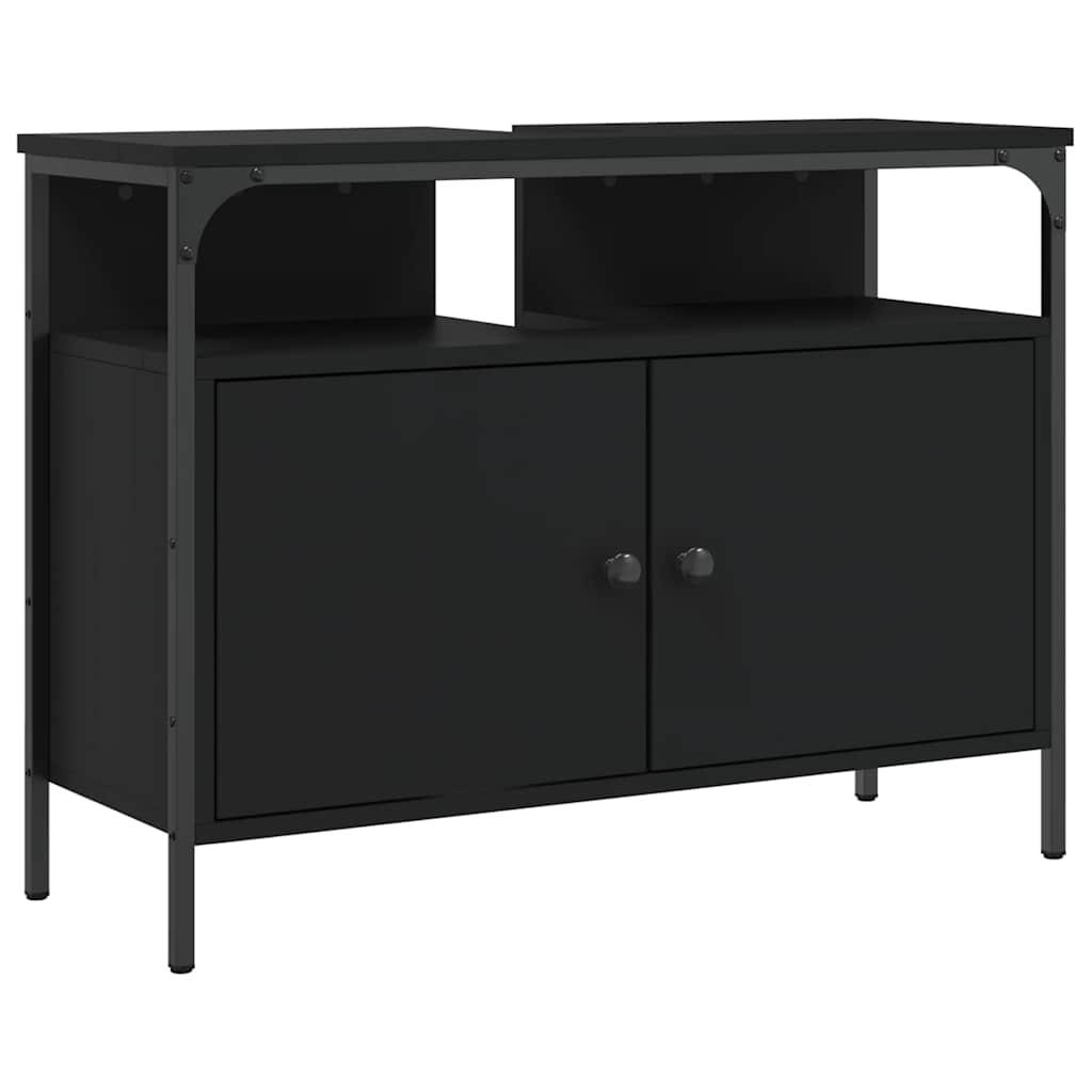 vidaXL Bathroom Sink Cabinet Black 80x30x60 cm Engineered Wood 2