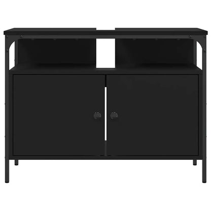 vidaXL Bathroom Sink Cabinet Black 80x30x60 cm Engineered Wood 4