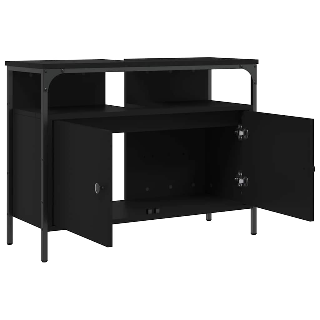 vidaXL Bathroom Sink Cabinet Black 80x30x60 cm Engineered Wood 5