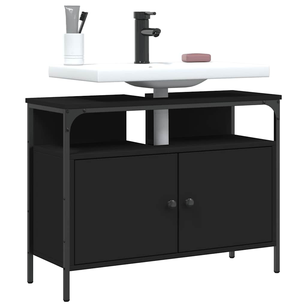 vidaXL Bathroom Sink Cabinet Black 80x30x60 cm Engineered Wood 1