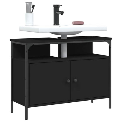 vidaXL Bathroom Sink Cabinet Black 80x30x60 cm Engineered Wood 1