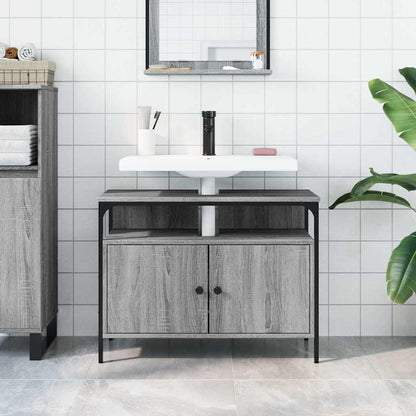 vidaXL Bathroom Sink Cabinet Grey Sonoma 80x30x60 cm Engineered Wood 3
