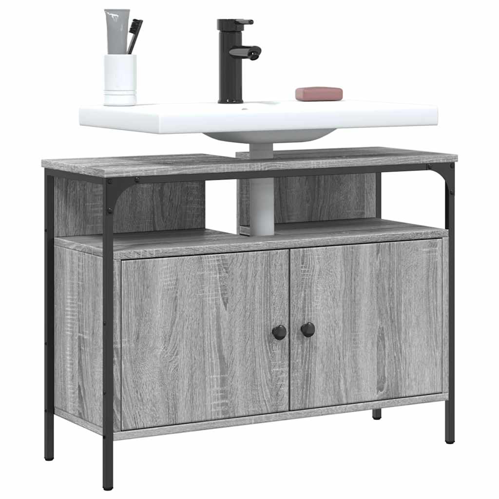 vidaXL Bathroom Sink Cabinet Grey Sonoma 80x30x60 cm Engineered Wood 1