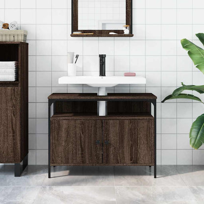 vidaXL Bathroom Sink Cabinet Brown Oak 80x30x60 cm Engineered Wood 3