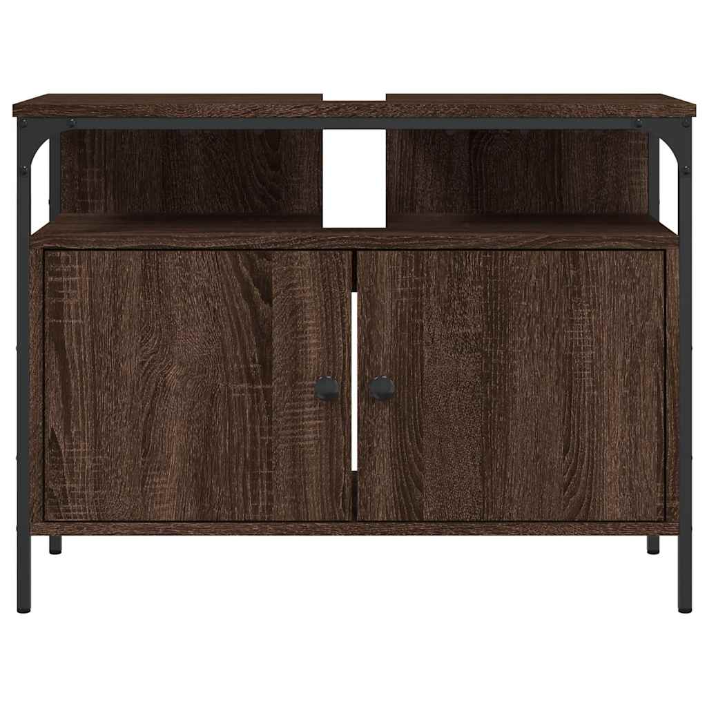 vidaXL Bathroom Sink Cabinet Brown Oak 80x30x60 cm Engineered Wood 4
