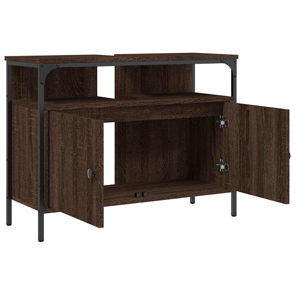 vidaXL Bathroom Sink Cabinet Brown Oak 80x30x60 cm Engineered Wood 5