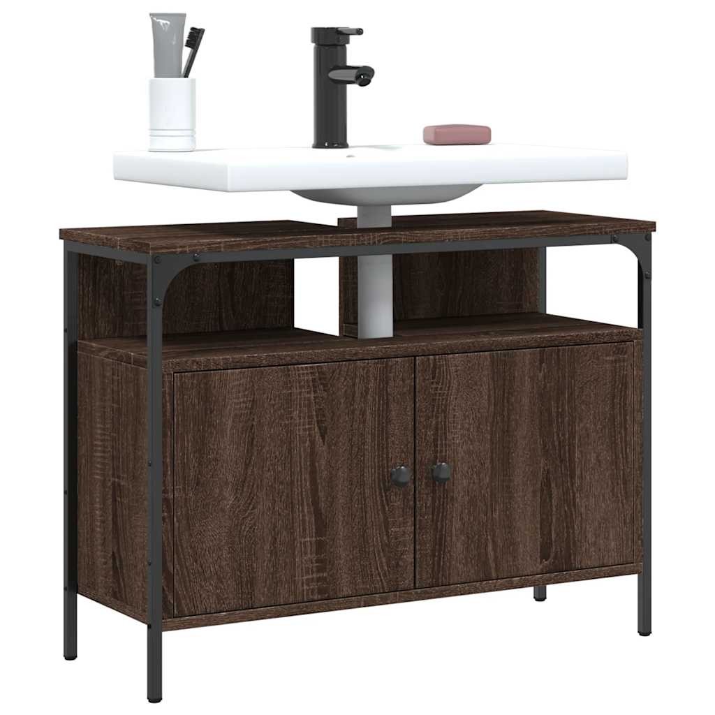 vidaXL Bathroom Sink Cabinet Brown Oak 80x30x60 cm Engineered Wood 1