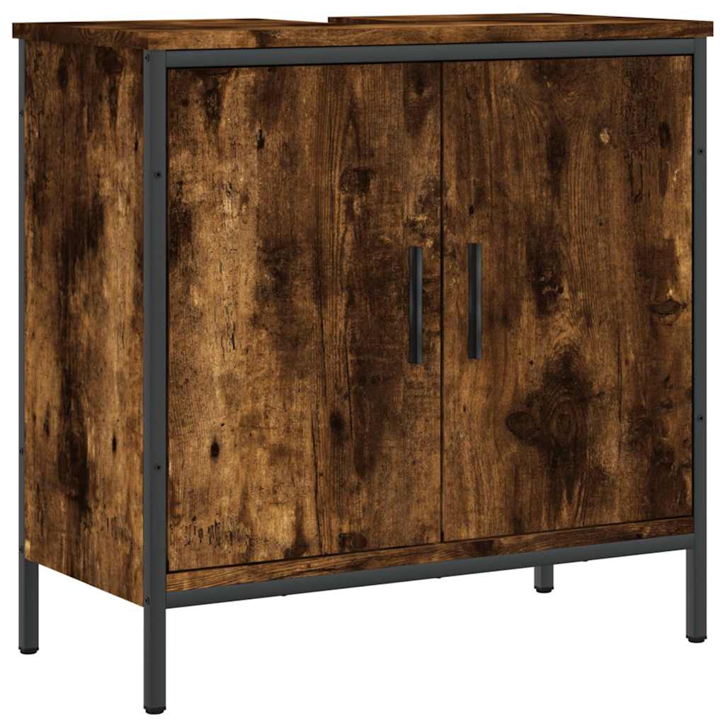 vidaXL Bathroom Sink Cabinet Smoked Oak 60x30x60 cm Engineered Wood 2