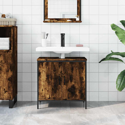 vidaXL Bathroom Sink Cabinet Smoked Oak 60x30x60 cm Engineered Wood 3