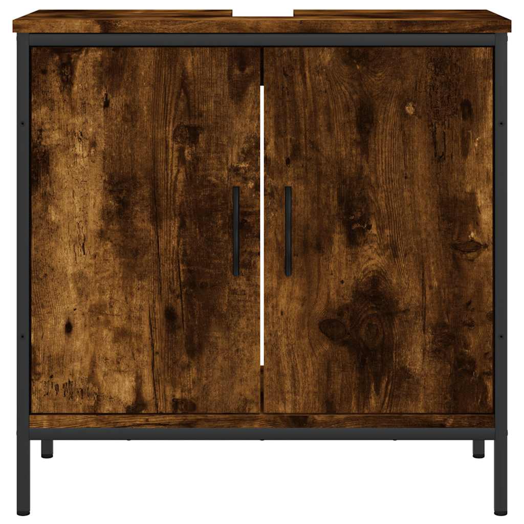 vidaXL Bathroom Sink Cabinet Smoked Oak 60x30x60 cm Engineered Wood 4