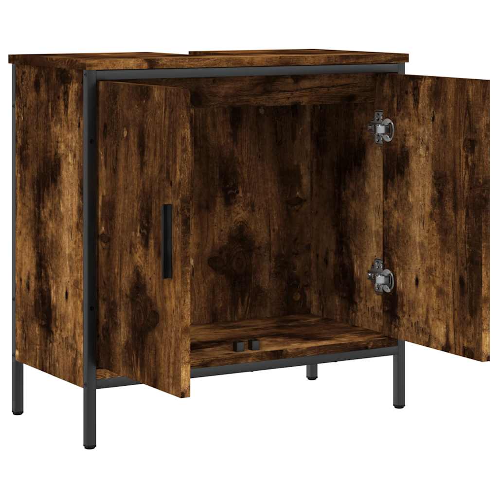 vidaXL Bathroom Sink Cabinet Smoked Oak 60x30x60 cm Engineered Wood 5