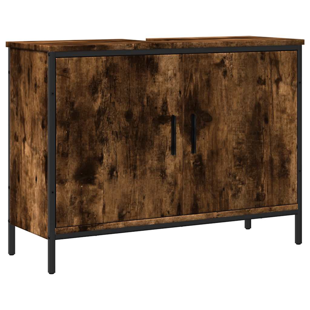 vidaXL Bathroom Sink Cabinet Smoked Oak 80x30x60 cm Engineered Wood 2
