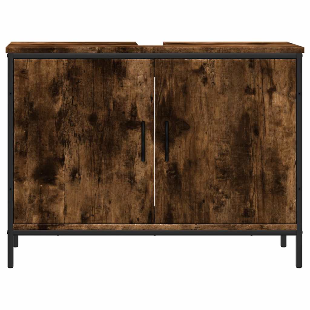 vidaXL Bathroom Sink Cabinet Smoked Oak 80x30x60 cm Engineered Wood 4