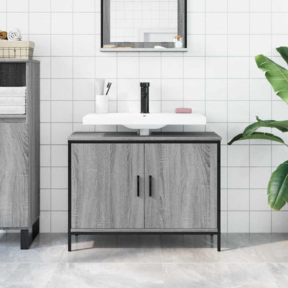 vidaXL Bathroom Sink Cabinet Grey Sonoma 80x30x60 cm Engineered Wood 3