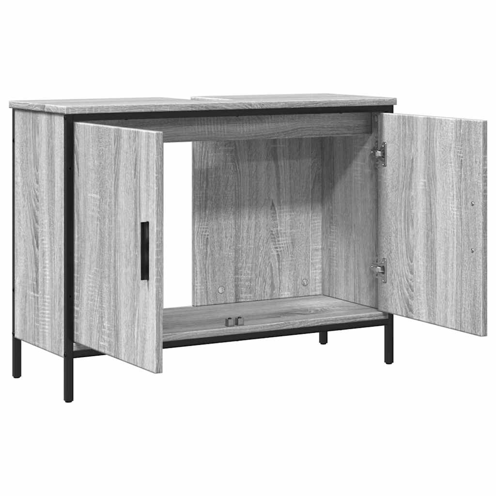 vidaXL Bathroom Sink Cabinet Grey Sonoma 80x30x60 cm Engineered Wood 5