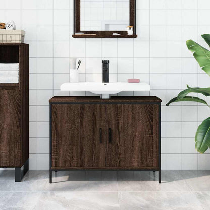 vidaXL Bathroom Sink Cabinet Brown Oak 80x30x60 cm Engineered Wood 3