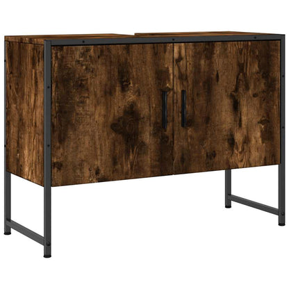 vidaXL Bathroom Sink Cabinet Smoked Oak 80x33x60 cm Engineered Wood 2