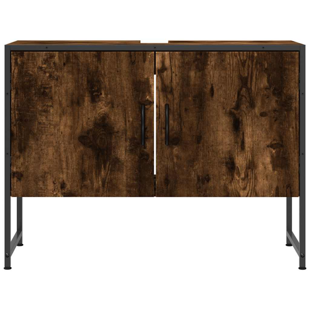 vidaXL Bathroom Sink Cabinet Smoked Oak 80x33x60 cm Engineered Wood 4