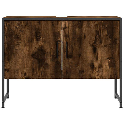 vidaXL Bathroom Sink Cabinet Smoked Oak 80x33x60 cm Engineered Wood 4