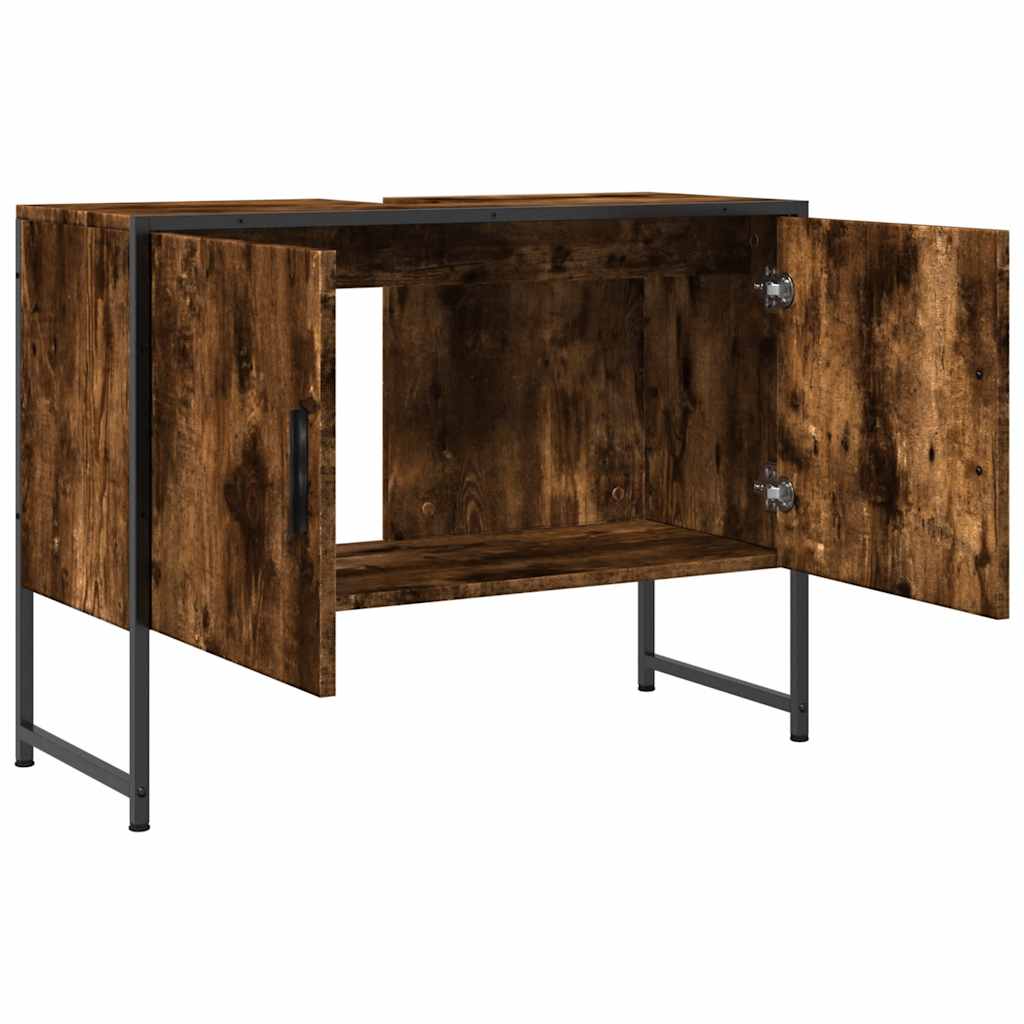 vidaXL Bathroom Sink Cabinet Smoked Oak 80x33x60 cm Engineered Wood 5