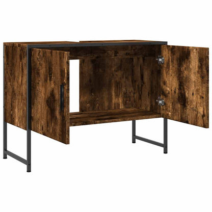 vidaXL Bathroom Sink Cabinet Smoked Oak 80x33x60 cm Engineered Wood 5