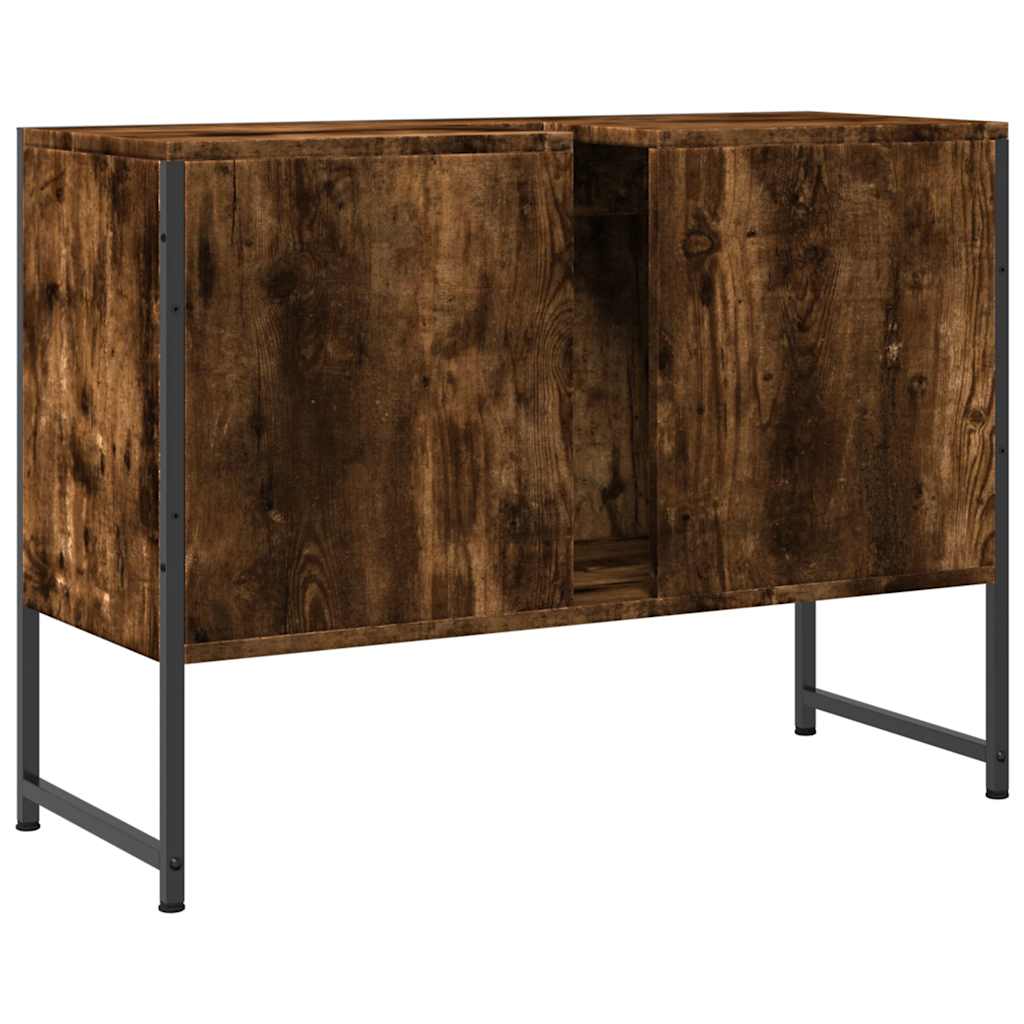 vidaXL Bathroom Sink Cabinet Smoked Oak 80x33x60 cm Engineered Wood 6