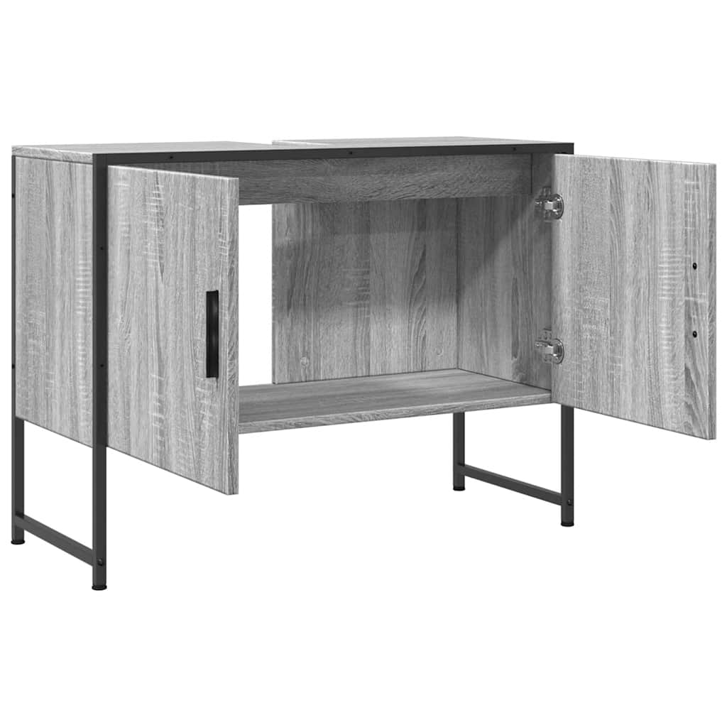 vidaXL Bathroom Sink Cabinet Grey Sonoma 80x33x60 cm Engineered Wood 5