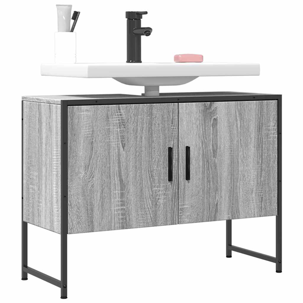 vidaXL Bathroom Sink Cabinet Grey Sonoma 80x33x60 cm Engineered Wood 1