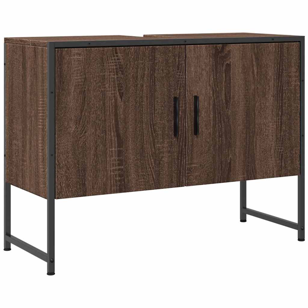 vidaXL Bathroom Sink Cabinet Brown Oak 80x33x60 cm Engineered Wood 2