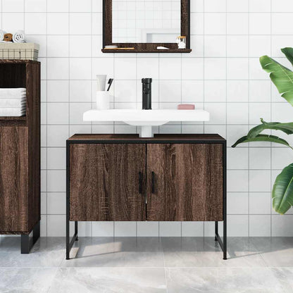 vidaXL Bathroom Sink Cabinet Brown Oak 80x33x60 cm Engineered Wood 3
