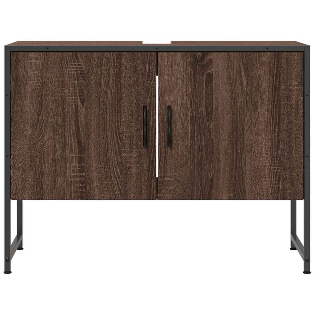 vidaXL Bathroom Sink Cabinet Brown Oak 80x33x60 cm Engineered Wood 4