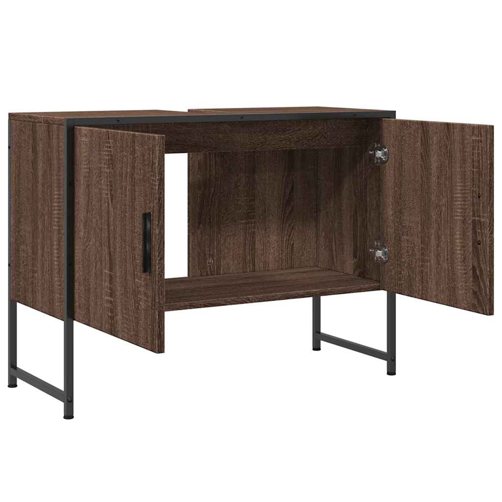 vidaXL Bathroom Sink Cabinet Brown Oak 80x33x60 cm Engineered Wood 5