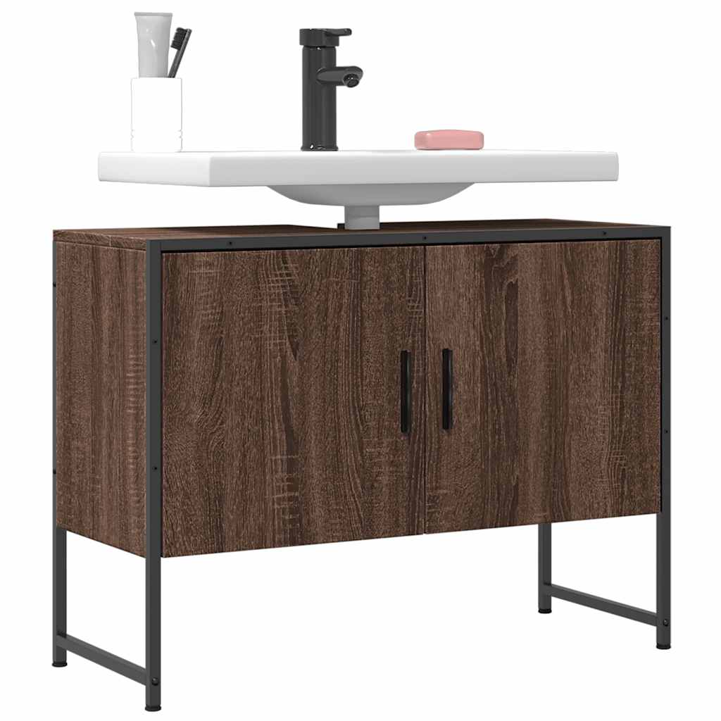 vidaXL Bathroom Sink Cabinet Brown Oak 80x33x60 cm Engineered Wood 1